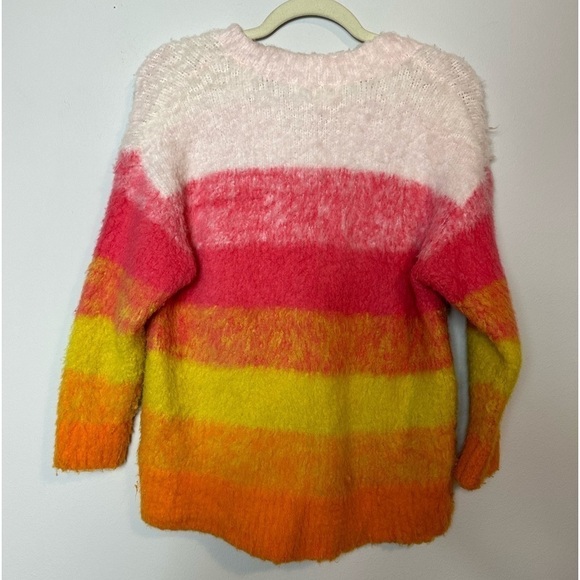 Anthropologie Simone Striped Wool Blend Fuzzy Knit Pullover Sweater XS Rainbow - Picture 11 of 12